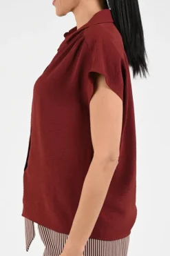 Geisha 63140-21 Blouse mouwloos Donker rood