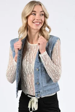 Geisha 55303-10 Gilet Blue denim