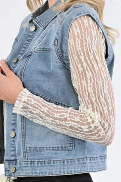Geisha 55303-10 Gilet Blue denim