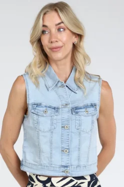 Geisha 65016-10 Gilet Light blue denim