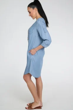 Geisha JET Jurk lange mouw Light blue denim