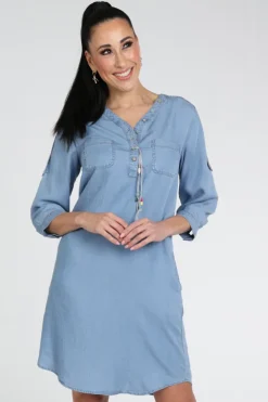 Geisha JET Jurk lange mouw Light blue denim
