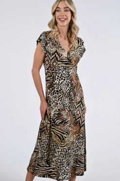 Geisha 57364-60 Jurk korte mouw Bruin