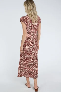 Geisha 67157-60 Jurk korte mouw Donker rood