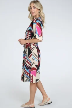 Geisha 67110-20 Jurk korte mouw Donker rood