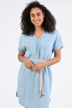 Geisha 67301-10 Jurk korte mouw Light blue denim