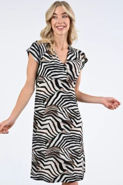 Geisha 57366-60 Jurk korte mouw Off white