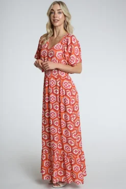 Geisha 67117-20 Jurk korte mouw Oranje