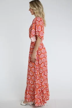 Geisha 67117-20 Jurk korte mouw Oranje