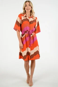 Geisha 67103-20 Jurk korte mouw Oranje