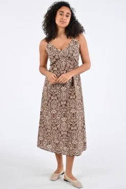 Geisha 67353-70 Jurk mouwloos Bruin