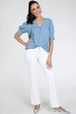 Geisha NIKITA Blouse korte mouw Blue denim