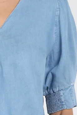 Geisha NIKITA Blouse korte mouw Blue denim