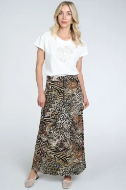 Geisha 56352-60 Rok wijd lang Bruin