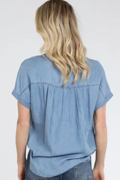 Geisha SUZE Blouse korte mouw Blue denim