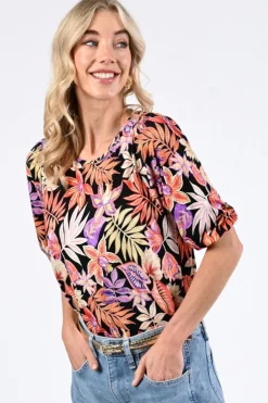 Geisha 52137-60 T-shirt driekwart mouw Koraal