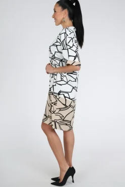 Joseph Ribkoff 261087 Jurk korte mouw Zand