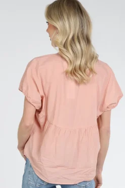 Knit-Ted 261p157 lotus Blouse korte mouw Perzik