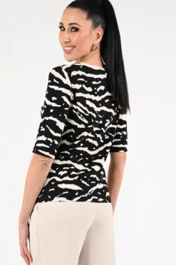 Marc Cain AR 48.38 J10 T-shirt driekwart mouw Zwart