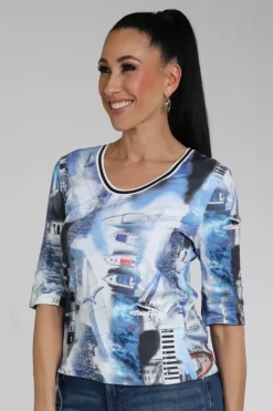 Marc Cain AS 48.19 J64 T-shirt driekwart mouw Blauw