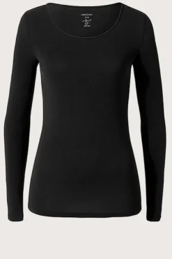 Marc Cain +E 48.35 J03 T-shirt lange mouw Zwart