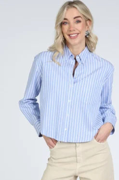 MaxMara Cartone mm10200 Blouse lange mouw Licht blauw