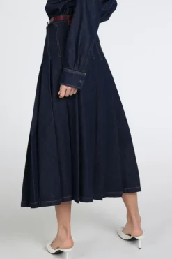 MaxMara Dovale mm10510 Rok wijd lang Dark blue denim
