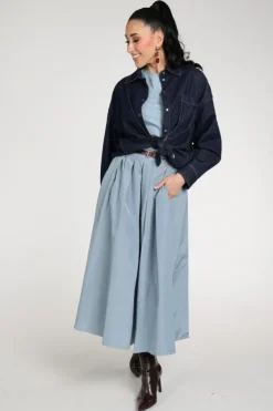 MaxMara formica mm10007 Rok wijd lang Licht blauw