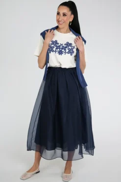 MaxMara visino mm100035 Rok wijd lang Marine
