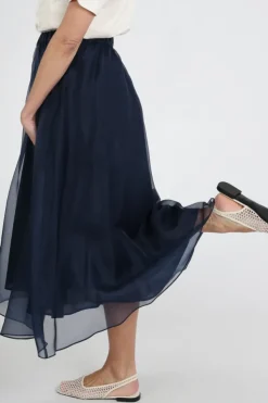 MaxMara visino mm100035 Rok wijd lang Marine