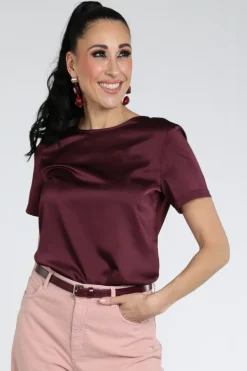 MaxMara Zona mm13103 Blouse korte mouw Bordeauxrood