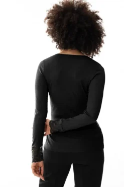 MEY Wool Love66015 T-shirt long sleeve zwart