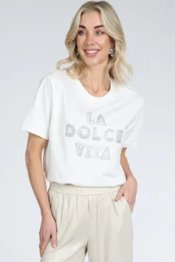 Monari 410183 T-shirt korte mouw Off white