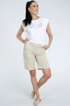 Monari 409665 T-shirt korte mouw Off white