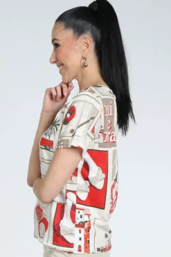 Monari 409742 T-shirt korte mouw Rood