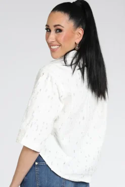 Moscow Bizar 104-05 Blouse korte mouw Off white