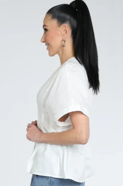 Neo Noir Adamma poplin blouse Blouse korte mouw Off white
