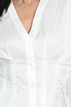 Neo Noir Adamma poplin blouse Blouse korte mouw Off white