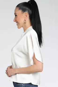 Neo Noir Anelle heavy sateen Blouse korte mouw Off white