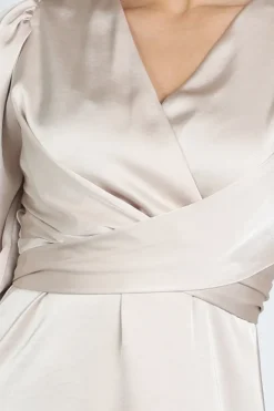 Neo Noir Bretti Heavy Sateen dress Jurk lange mouw Champagne