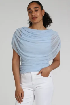 Neo Noir Cottuna Drapy Mesh top Top Licht blauw