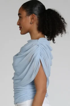 Neo Noir Cottuna Drapy Mesh top Top Licht blauw