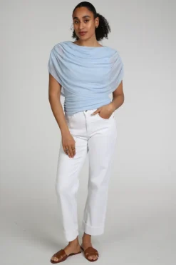 Neo Noir Cottuna Drapy Mesh top Top Licht blauw