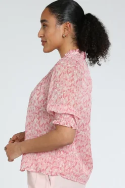 Neo Noir Diana Blurred blouse Blouse korte mouw Roze