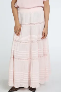 Neo Noir Felicia S Voile skirt Rok wijd lang Roze