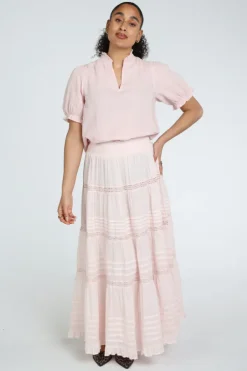 Neo Noir Felicia S Voile skirt Rok wijd lang Roze