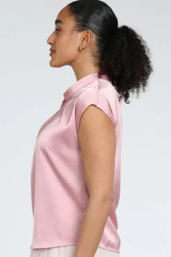 Neo Noir Fleur Drapy Satin blouse Top Licht roze
