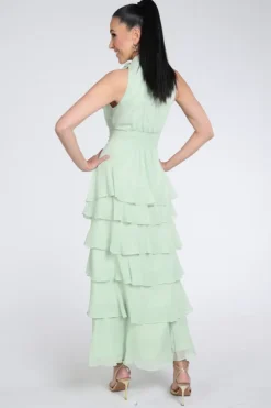 Neo Noir Marli solid chiffon dress Jurk mouwloos Mint