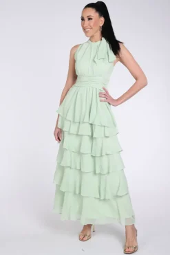 Neo Noir Marli solid chiffon dress Jurk mouwloos Mint
