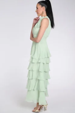 Neo Noir Marli solid chiffon dress Jurk mouwloos Mint